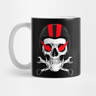 Motorcycle old school wrench and skull Mug